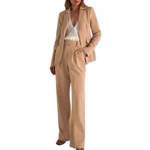 New Favorite Daughter The Favorite Pant 14 Beige Tan High Waist Wide Leg Pants